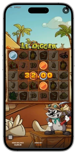 Le Digger slot: schermata vincita con accredito automatico sul saldo
